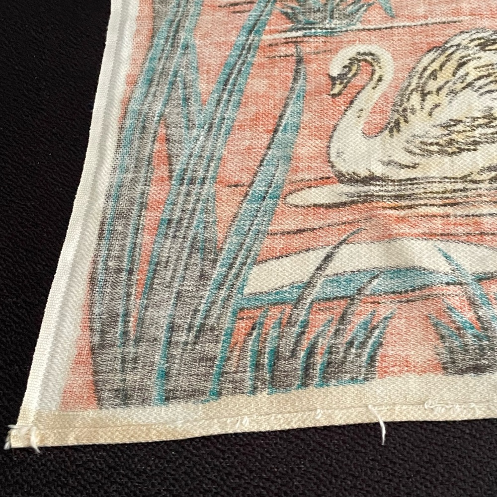 VTG mid-century Startex Handette orange/green swans decorative tea towels (x2) - Picture 10 of 12
